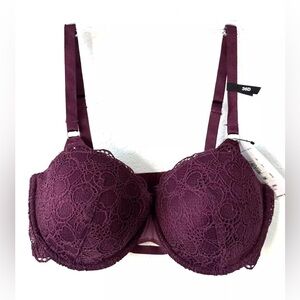 Dkny Superior Lace Underwire Balconette Bra 32D. -Berry-